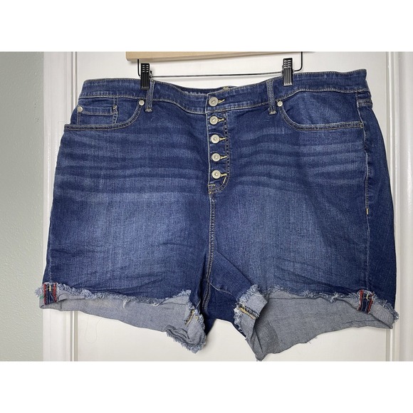 Torrid Shorts Womens 26 Blue Vintage Stretch Denim 5 Inch High Rise Button Fly - Picture 1 of 10